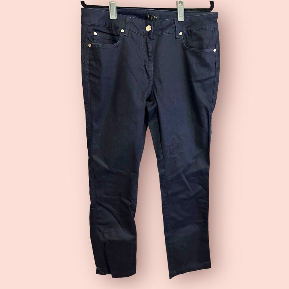 Escada Dark Wash Sparkly Straight Leg Mid Rise Jeans Women's 42